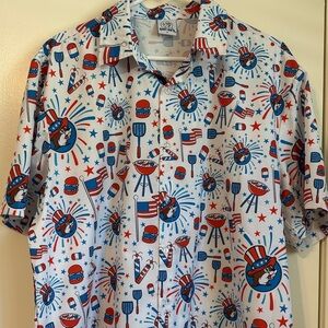 Buc-ees 4th of July Fireworks Men's Button Down Shirt